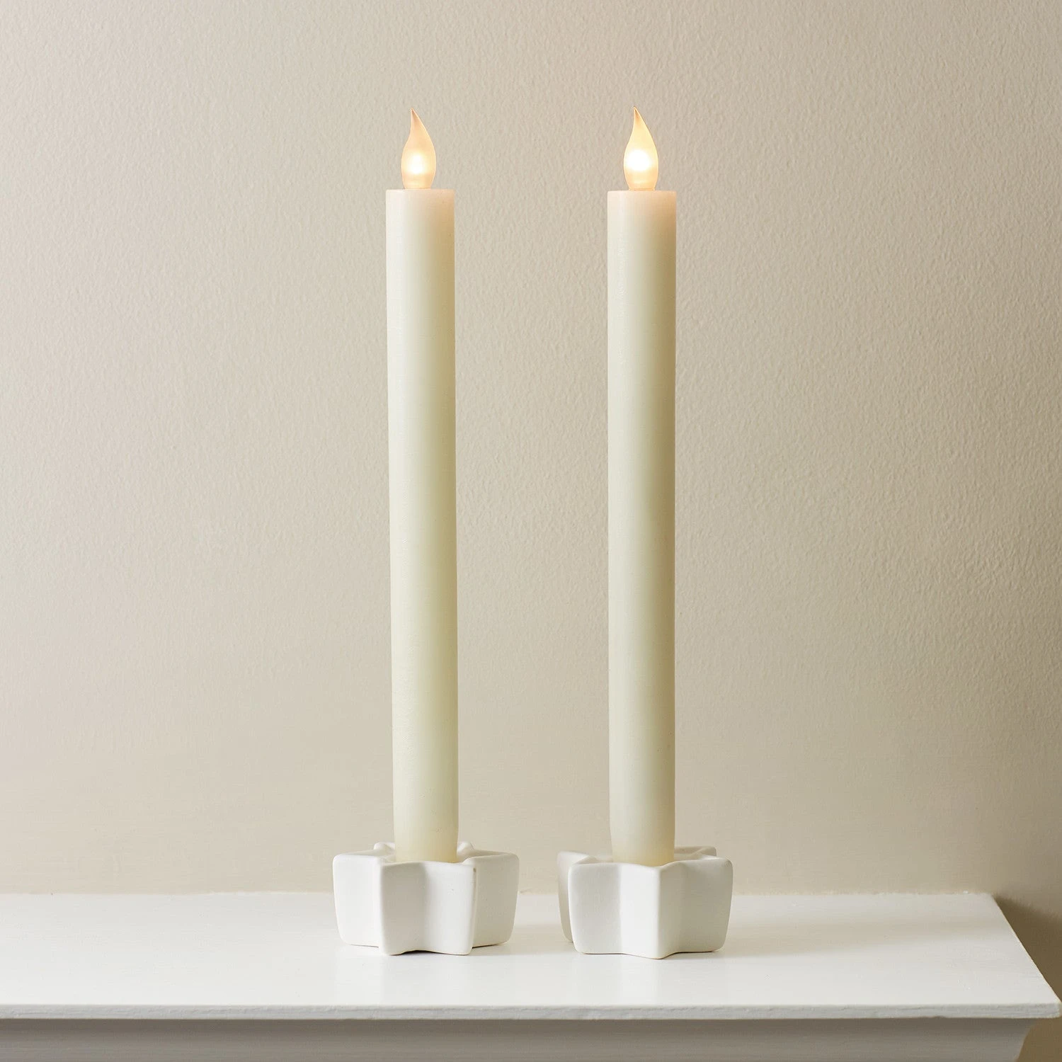 2er Set Wachs LED Tafelkerzen Crème 3 2er Set Wachs LED Tafelkerzen Crème