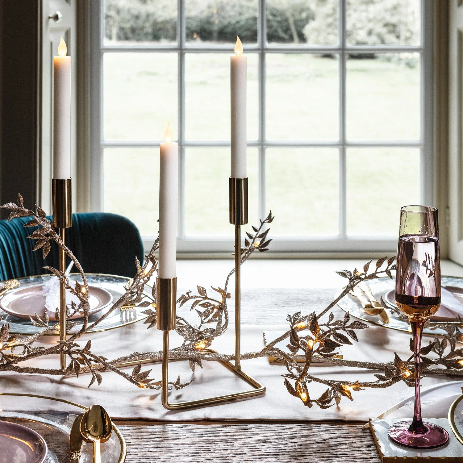 2er Set Wachs LED Tafelkerzen Crème 4 2er Set Wachs LED Tafelkerzen Crème – Bild 2