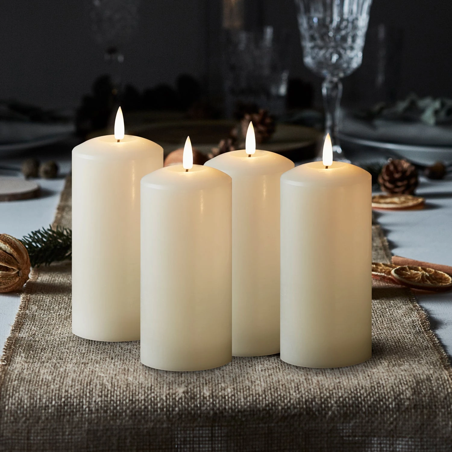 4er Set TruGlow® LED-Adventskerzen Elfenbeinfarben 15cm 3 4er Set TruGlow® LED-Adventskerzen Elfenbeinfarben 15cm