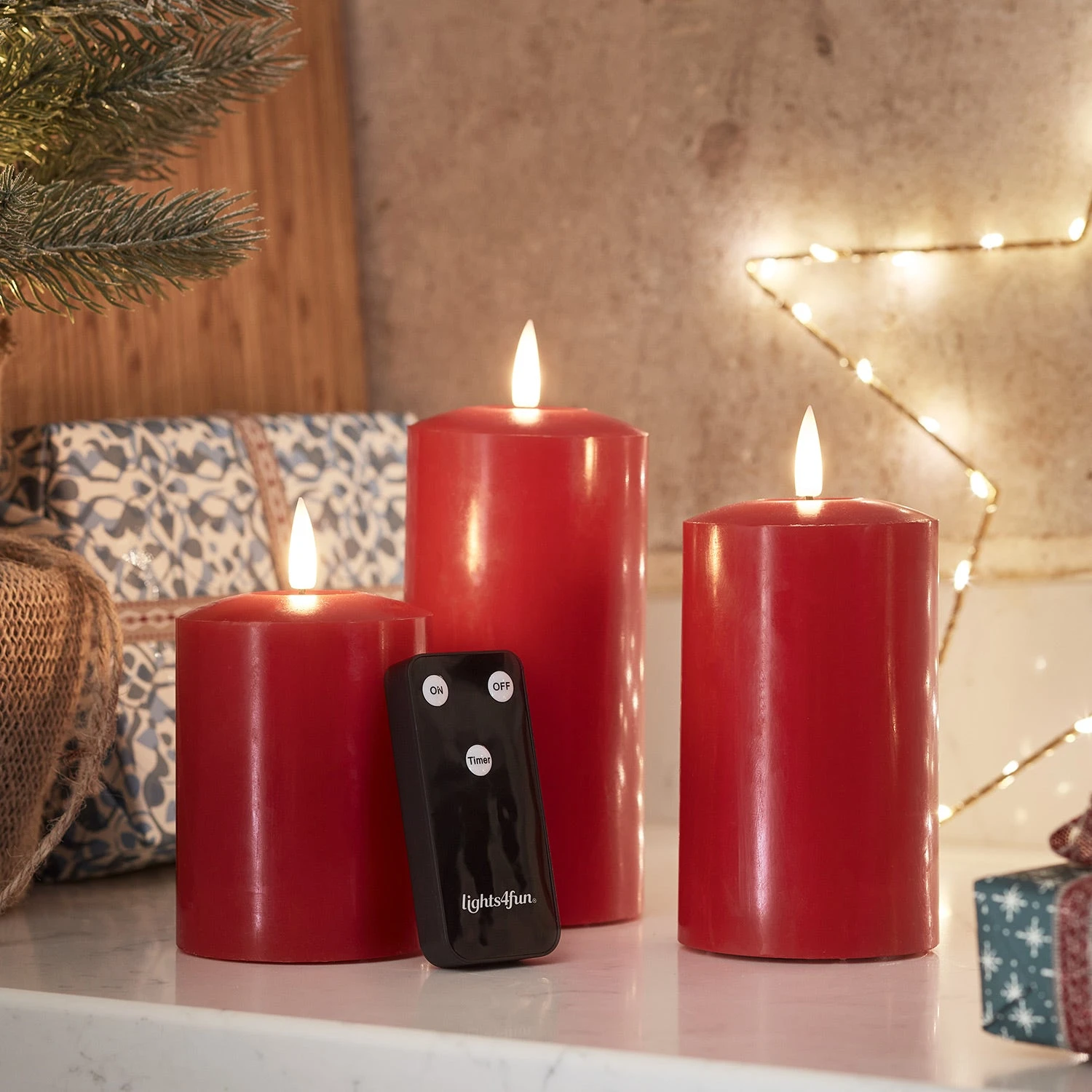 TruGlow® LED Kerzen Trio Rot Mit Fernbedienung 3 TruGlow® LED Kerzen Trio Rot Mit Fernbedienung