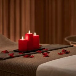 TruGlow® LED Kerzen Trio Rot 15 TruGlow® LED Kerzen Trio Rot -Geschäft Für Dekorative Beleuchtung CA19003 True Glow TruGlow Rote Stumpenkerzen Rosenblueten P4