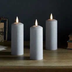 Beleuchtungsset TruGlow® LED Kerzen -Geschäft Für Dekorative Beleuchtung CA21009 TruGlow LED Kerzen Trio Grau Schmal Auf Kommode