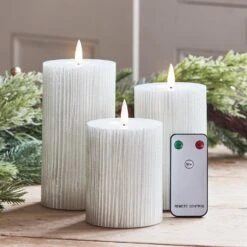 TruGlow® LED Kerzen Trio Geriffelt Champagnerfarben Mit Fernbedienung