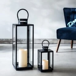 Malvern LED Laternen Duo -Geschäft Für Dekorative Beleuchtung D LA170012 Malvern Black Candle Lantern Bundle Pair Urban House Chair P2