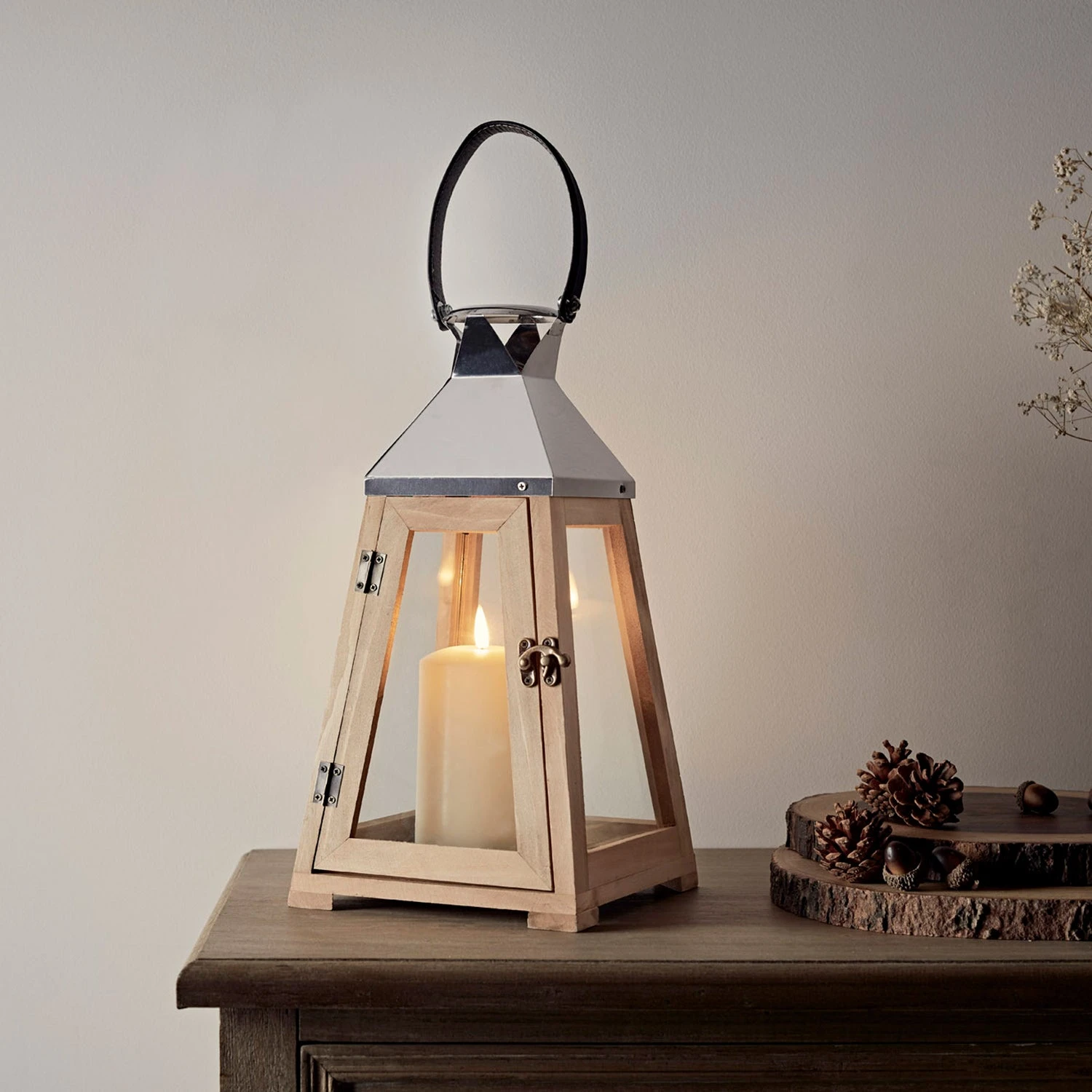 Trapez Holzlaterne Mit TruGlow® Kerze 4 Trapez Holzlaterne Mit TruGlow® Kerze – Bild 2