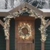 60cm Verschneiter Outdoor-Kranz Und 2m Weihnachtsgirlande Mit Beleuchtung -Geschäft Für Dekorative Beleuchtung D LL230078 60cm verschneiter Outdoor Kranz und 2m Weihnachtsgirlande mit Beleuchtung