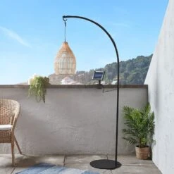 Solar Hängelampe Rattan Mit Outdoor Lampenfuß