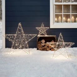 3er Set LED Sterne Weihnachtsdeko Außen -Geschäft Für Dekorative Beleuchtung D XX191012 3D Sternen Lichter Figuren Trio Aussen Weihnachten Garten P3