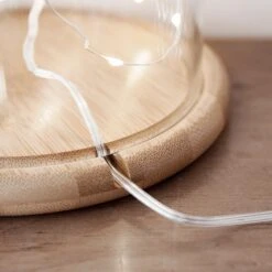 Glasglocke Mit Holzteller 20,5cm 12 Glasglocke Mit Holzteller 20,5cm -Geschäft Für Dekorative Beleuchtung GDM15 1 Small Glass dome bell jar cable tidy P4