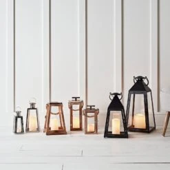 Salcombe Holz LED Laterne -Geschäft Für Dekorative Beleuchtung LA15102 Small Wooden Rope Candle Salcombe LED Lantern Hallway Home Group P5