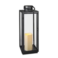 Große Malvern Batterie LED Laterne -Geschäft Für Dekorative Beleuchtung LA17001 Malvern Black Outdoor Battery LED Candle Lantern Studio P5