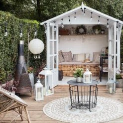 Metall Laternen Trio In Weiß Mit TruGlow® Outdoor Kerzen 11 Metall Laternen Trio In Weiß Mit TruGlow® Outdoor Kerzen -Geschäft Für Dekorative Beleuchtung LA20014 laternen gartenhaus outdoor landschaft p4