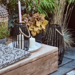 Canberra Deko Laternen Duo Mit TruGlow® Outdoor Kerzen -Geschäft Für Dekorative Beleuchtung LA20018 grosse schwarze metall laterne mit truglow outdoor garten p5