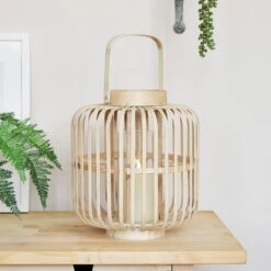 Große Bambuslaterne Mit TruGlow®Kerze