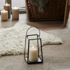 21cm LED Laterne Schwarz Mit TruGlow®Kerze