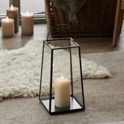 31cm LED Laterne Schwarz Mit TruGlow®Kerze