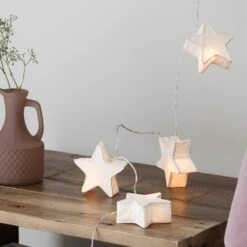 10er LED Papier Stern Lichterkette Batterie -Geschäft Für Dekorative Beleuchtung LL17010 LED Papier Stern Lichterkette Deko Tisch Bett P1