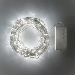 200er LED Batterie Außenlichterkette Weiß Transparentes Kabel