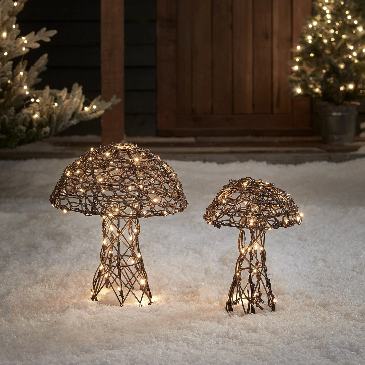 LED Pilz Deko Aus Rattan 3 LED Pilz Deko Aus Rattan