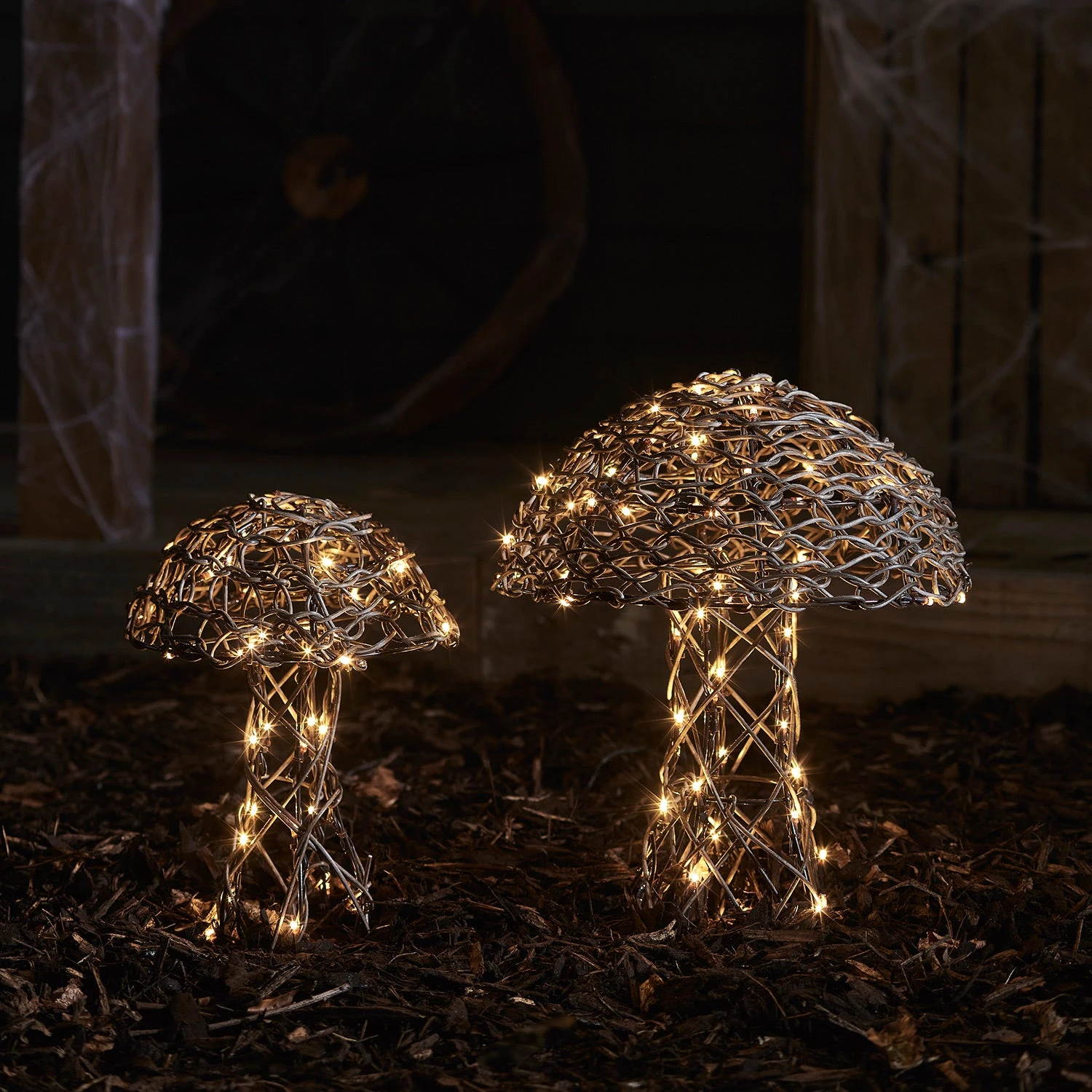 LED Pilz Deko Aus Rattan 5 LED Pilz Deko Aus Rattan – Bild 3