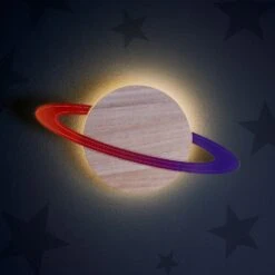Saturn Wandlampe Kinderzimmer -Geschäft Für Dekorative Beleuchtung LL22023 Saturn Wandlampe Holz Kinderzimmer Beleuchtet Nachts