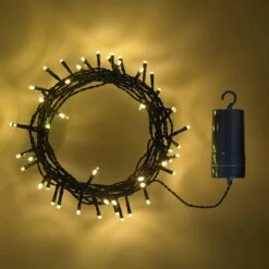 2x 50er LED Lichterkette Warmweiß Batteriebetrieben -Geschäft Für Dekorative Beleuchtung LL50YW 50 Warmweisse Lichterkette Mit Grunem Kabel Batteriebetrieben