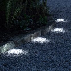 4er Set Große Solar Pflastersteine Weiß