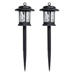 2er Set Windsor Solar Glas Stableuchten -Geschäft Für Dekorative Beleuchtung SL16007 set of 2 led solar stake lanterns black studio P3