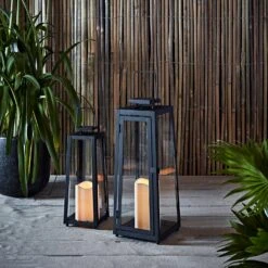 Porto Solar Gartenlaterne -Geschäft Für Dekorative Beleuchtung SL17003 Yarra Outdoor Black Solar Candle Lantern Bamboo Duo P2