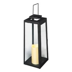 Große Porto Solar Laterne -Geschäft Für Dekorative Beleuchtung SL17004 Large Yarra Outdoor Black Solar Candle Lantern White Space Close P6