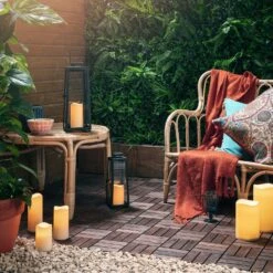 Große Porto Solar Laterne -Geschäft Für Dekorative Beleuchtung SL17004 Large Yarra Outdoor Black Solar Candle Lantern iberian summer Bench P3