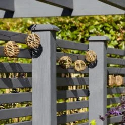 10er Solar Lichterkette Rattan Kugeln -Geschäft Für Dekorative Beleuchtung SL19005 10 Rattan Solar Fairy Lights Garden Fence P3