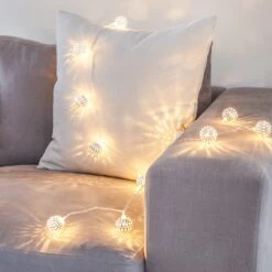 16er LED Lichterkette Marokkanische Kugeln Silber 24V