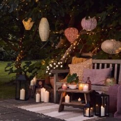 Tyvek Solar Lampion Lila -Geschäft Für Dekorative Beleuchtung Sommer Abend Gartendeko Beleuchtung Sitzplatz