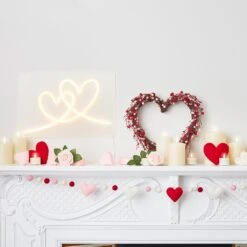 LED Neonlampe Herzen Warmweiß -Geschäft Für Dekorative Beleuchtung Valentinstag Deko Kaminsims 1